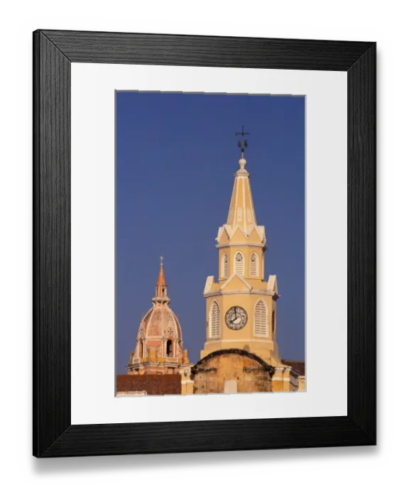Framed Print : Colombia, Cartagena de Indias, Puerta del Reloj and Cathedral behind Framed Print : Colombia, Cartagena de Indias, Puerta del Reloj and Cathedral behind