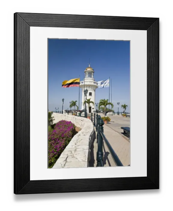 Framed Print : Ecuador, Guayaquil. The lighthouse atop the hill at Barrio Las Penas is a popular