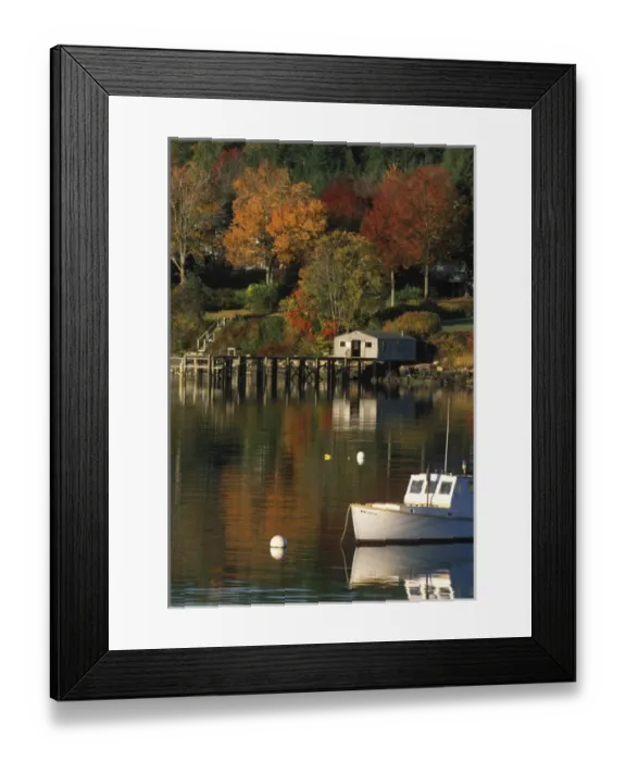 Framed Print : 07. North America, U.S.A. Maine, Southwest Harbor, Boats and fall foliage Framed Print : 07. North America, U.S.A. Maine, Southwest Harbor, Boats and fall foliage