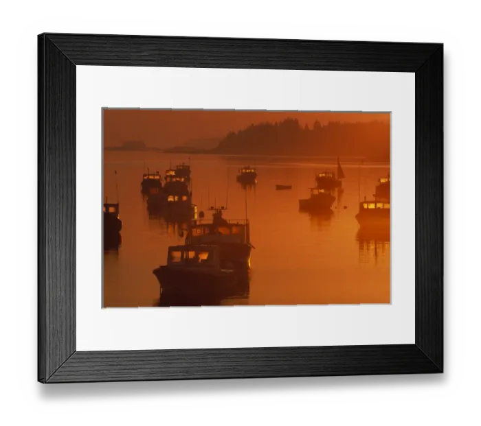 Framed Print : 07. N.A. USA, Maine, Stonington. Lobster boats in harbor at sunrise