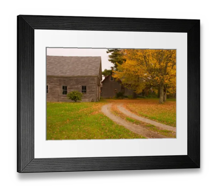 Framed Print : 07. Maine, Acadia NP, Old wooden barn and house in rural New England in fall Framed Print : 07. Maine, Acadia NP, Old wooden barn and house in rural New England in fall