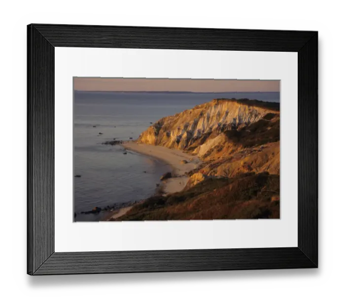 Framed Print : Massachusetts: Marthas Vineyard, Gay Head Bluffs and Vineyard Sound at sunset Framed Print : Massachusetts: Marthas Vineyard, Gay Head Bluffs and Vineyard Sound at sunset