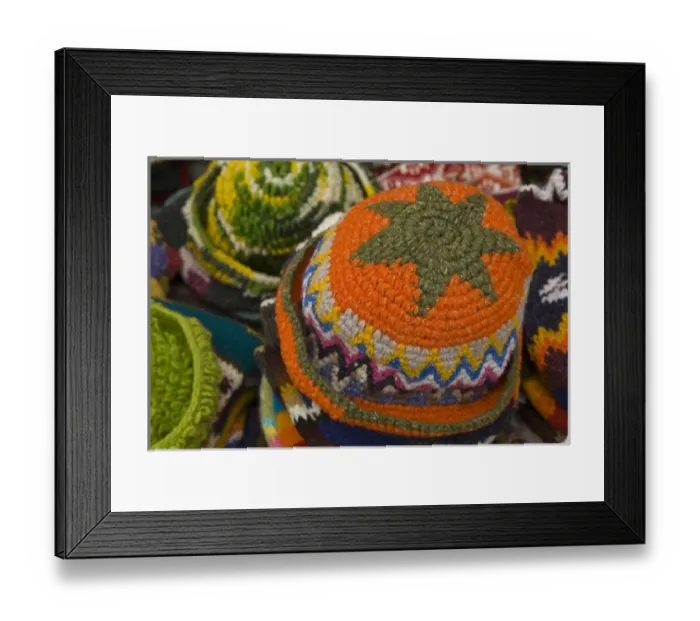 Framed Print : South America, Ecuador, Saquisili, hats on display at food and crafts market which