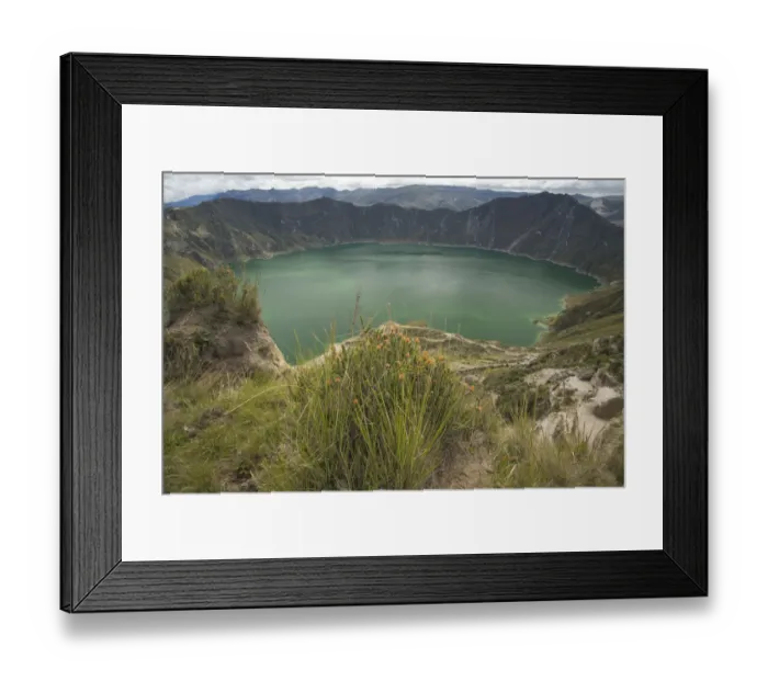 Framed Print : South America, Ecuador, Quilotoa, Lake Quilotoa, a volcanic crater filled by an emerald