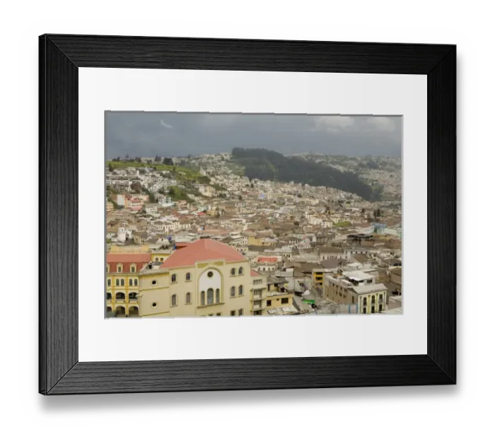 Framed Print : South America, Ecuador, Pichincha province, Quito. Houses and buildings viewed from above Framed Print : South America, Ecuador, Pichincha province, Quito. Houses and buildings viewed from above