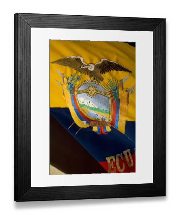 Framed Print : South America, Ecuador, Pichincha province, Quito. National flag of Ecuador with Framed Print : South America, Ecuador, Pichincha province, Quito. National flag of Ecuador with