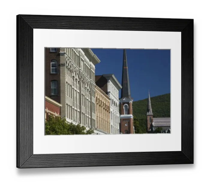 Framed Print : USA-Massachusetts-Mohawk Trail-NORTH ADAMS: The Berkshires- View of Dowtown North Adams