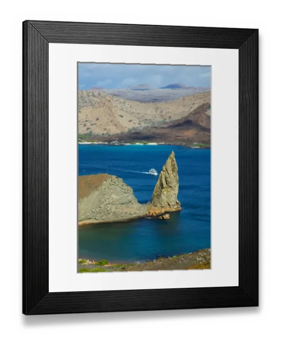 Framed Print : Landscape of island and yachts on ocean, Santiago, Galapagos Islands, Ecuador Framed Print : Landscape of island and yachts on ocean, Santiago, Galapagos Islands, Ecuador
