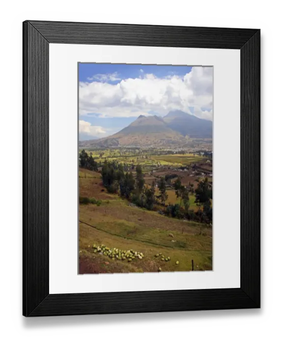 Framed Print : Americas, South America, Ecuador, Quito. Scenic volcanoes and verdant valleys surround