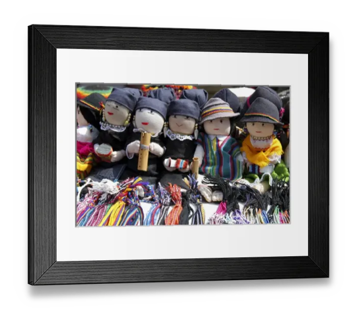 Framed Print : South America, Ecuador, Otavalo. Handmade dolls with the traditional fabrics Framed Print : South America, Ecuador, Otavalo. Handmade dolls with the traditional fabrics