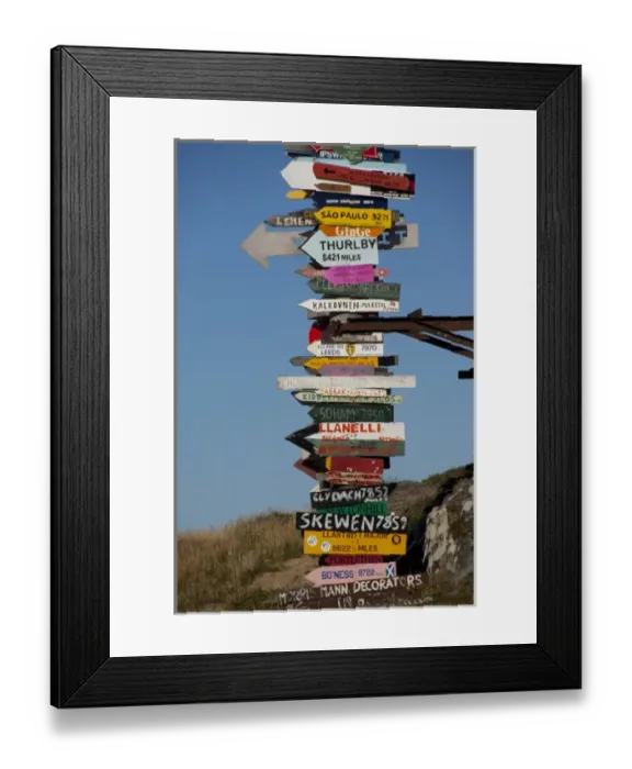 Framed Print : Falkland Island, Stanley (aka Port Stanley). Stanley Totem Pole, colorful directional Framed Print : Falkland Island, Stanley (aka Port Stanley). Stanley Totem Pole, colorful directional