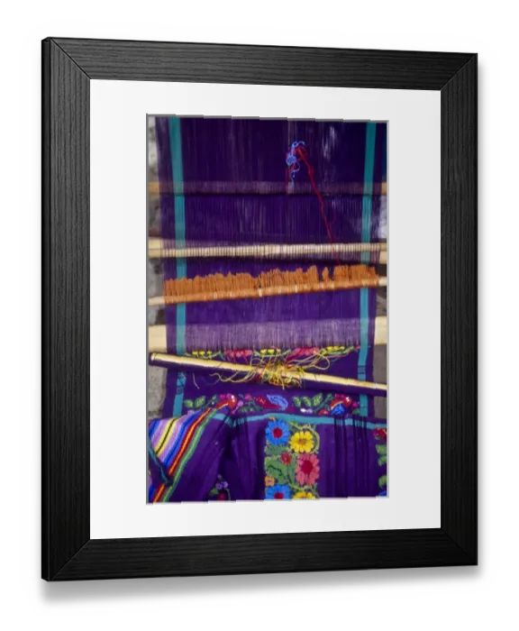 Framed Print : Guatemala: San Antonio, weaving on backstrap loom, July