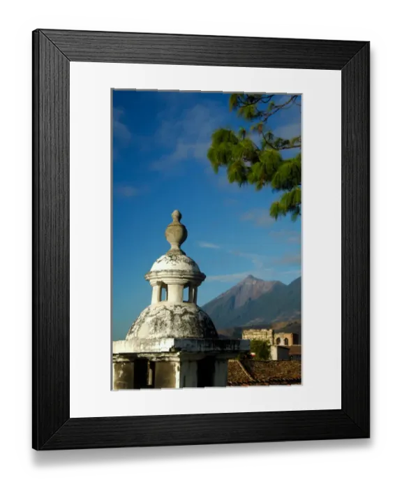 Framed Print : Central America, Guatemala, Antigua. UNESCO World Heritage Site. Steaming Fuega Volcano