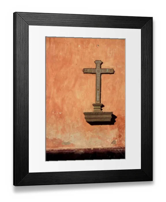 Framed Print : Central America, Guatemala, Highlands, Antigua. Cross on a building in center of town Framed Print : Central America, Guatemala, Highlands, Antigua. Cross on a building in center of town