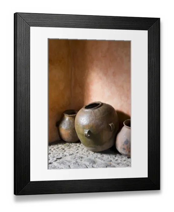Framed Print : Central America, Guatemala, Antigua. Pottery decorating the corner of a hotel in Antigua