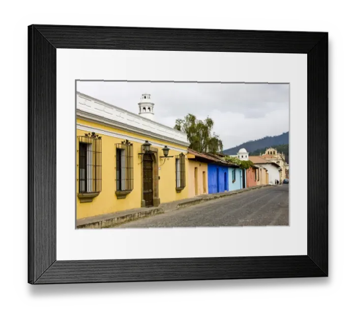 Framed Print : Central America, Guatemala, Antigua. A typical colorful street in Antigua Framed Print : Central America, Guatemala, Antigua. A typical colorful street in Antigua