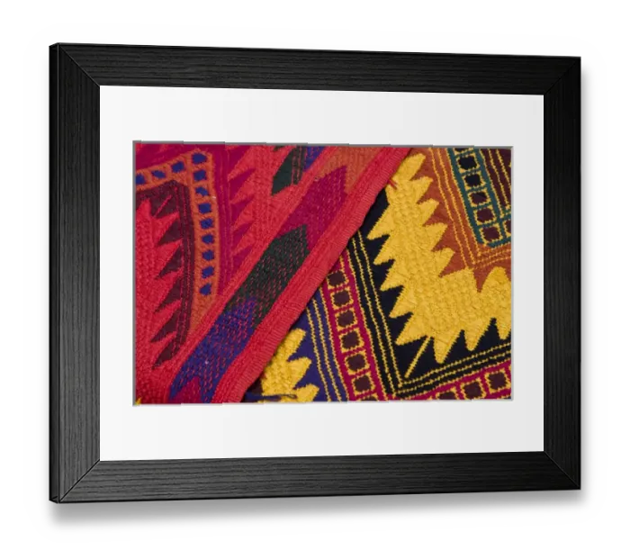 Framed Print : Central America, Guatemala, Chichicastenango. Traditional textiles on display