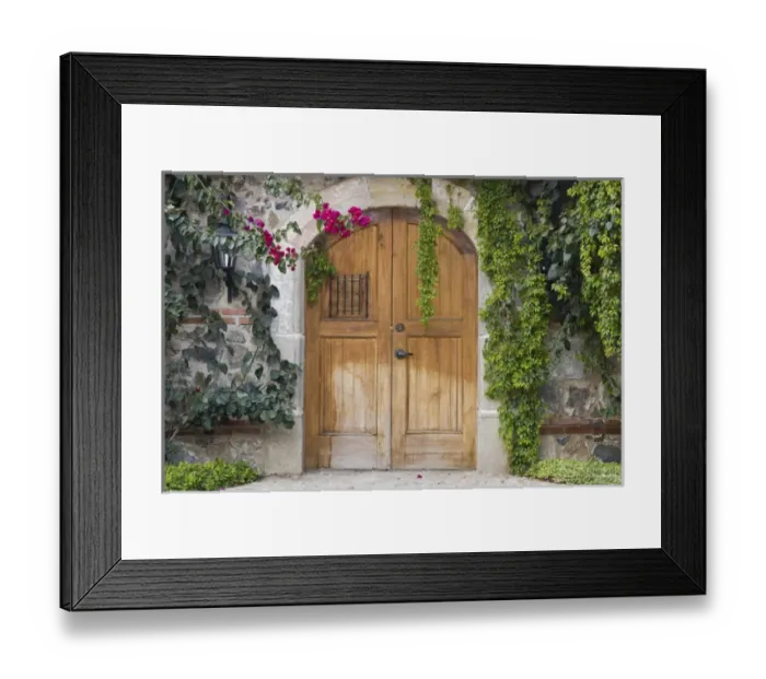 Framed Print : Central America, Guatemala, Antigua. Entry door at a local coffee plantation in Antigua