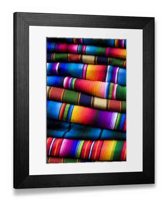 Framed Print : Central America, Guatemala, Chichicastenango. Traditional textiles on display