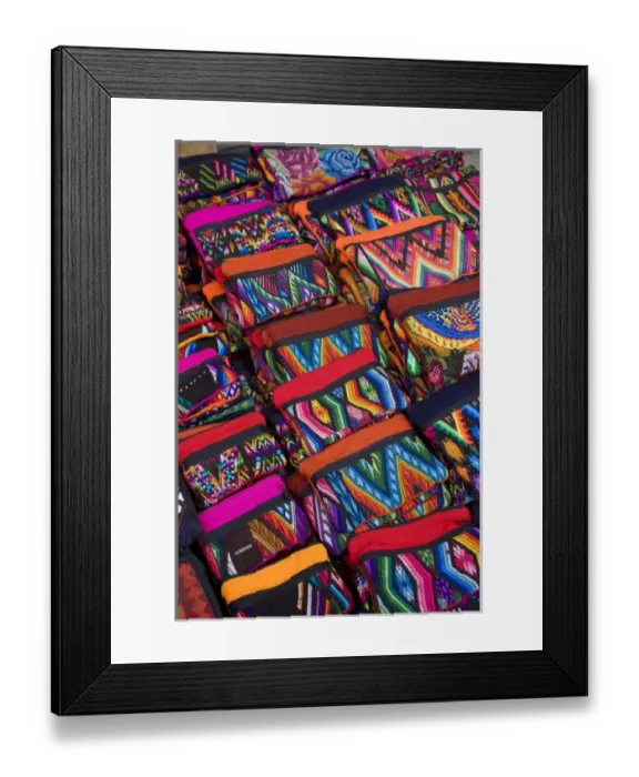 Framed Print : Central America, Guatemala, Chichicastenango. Embroidered textiles for sale in Chichicastenango
