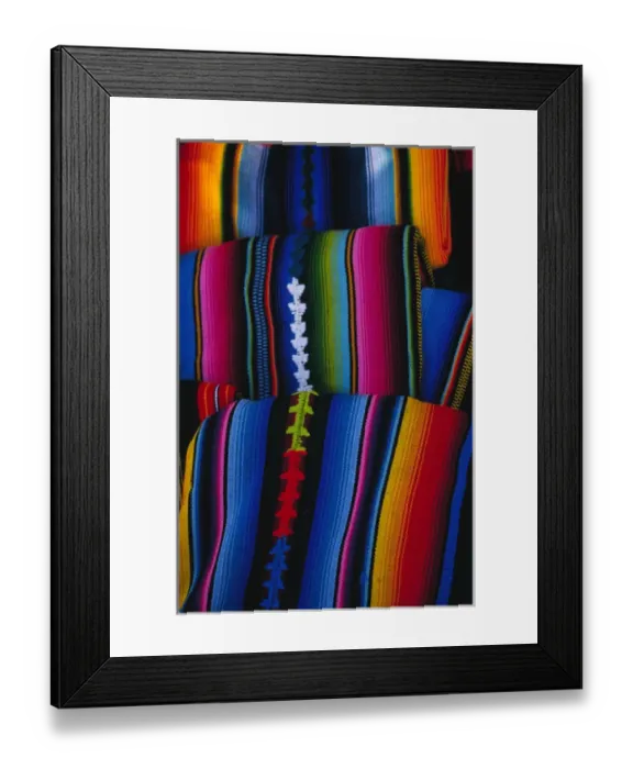 Framed Print : Guatemala, Chichicastenango. Traditional blankets on display at the market