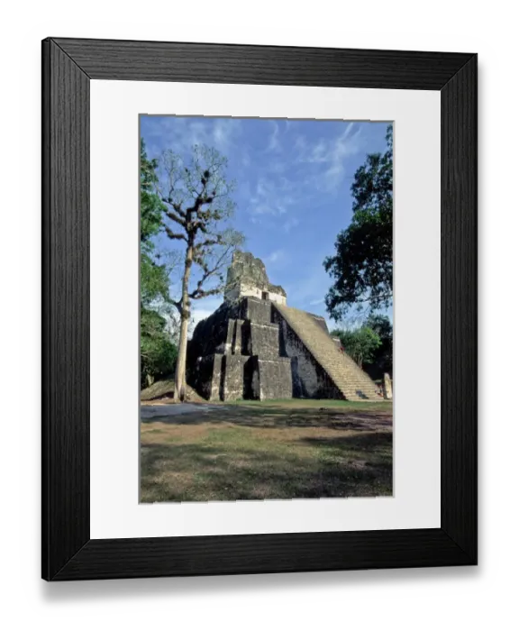 Framed Print : Central America, Guatemala, Tikal. The Temple of the Masks (Temple II) stands Framed Print : Central America, Guatemala, Tikal. The Temple of the Masks (Temple II) stands
