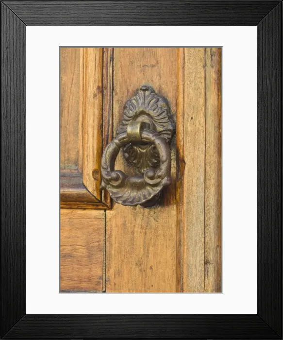Framed Print : Latin America, Guatemala, Antigua, Door Knocker on Colonial House
