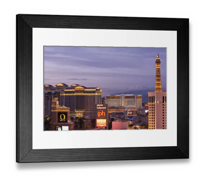 Framed Print : USA, Nevada, Las Vegas. Aerial view north along Las Vegas Boulevard, dusk Framed Print : USA, Nevada, Las Vegas. Aerial view north along Las Vegas Boulevard, dusk