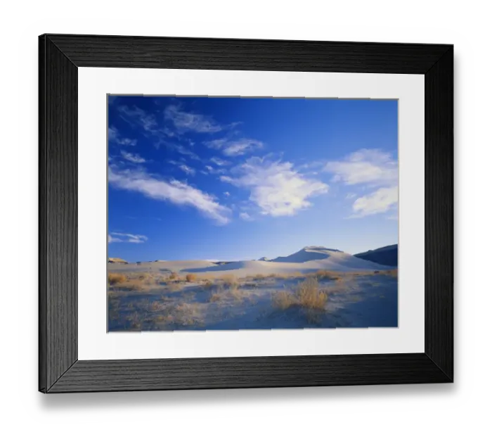 Framed Print : 07. USA, Nevada, Great Basin, Salt Wells Basin, Cirrus clouds above sand dunes