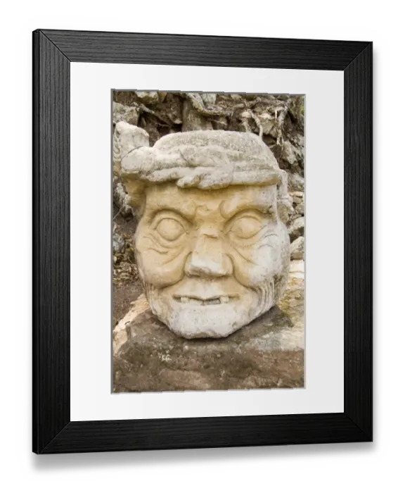 Framed Print : Carved sculptures of Stone at the Fabulous Maya ruins of Mayan Civilization in Copan