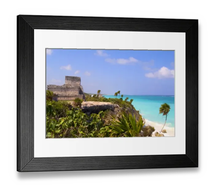 Framed Print : The Famous Tulum Ruins and Landmark of Mexico and the blue ocean Framed Print : The Famous Tulum Ruins and Landmark of Mexico and the blue ocean