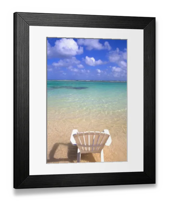 Framed Print : Chairs on beautiful beach in Cozumel Mexico