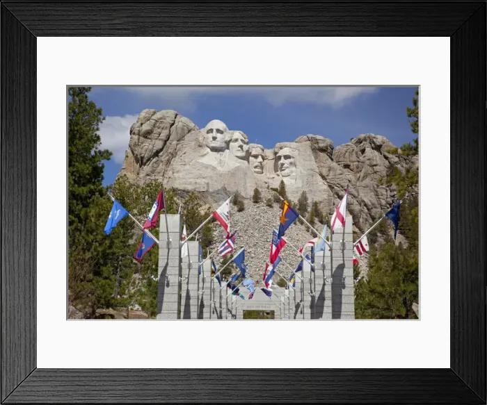 Framed Print : SD, Mount Rushmore National Memorial, (Gutzon Borglum sculptor), Avenue of Flags