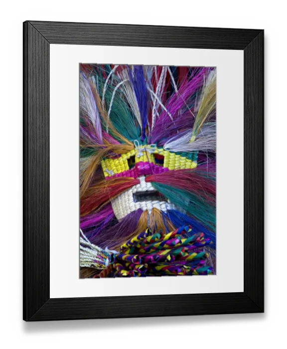 Framed Print : Mexico, San Miguel de Allende, Woven mask in market. Credit as: Nancy Rotenberg / Framed Print : Mexico, San Miguel de Allende, Woven mask in market. Credit as: Nancy Rotenberg /