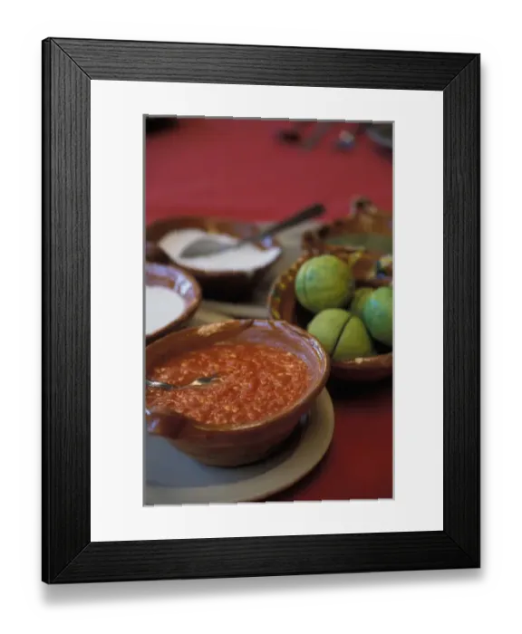 Framed Print : North America, Mexico, Michoacan, Herrada, Three Virgins Restaurant condiments, sour cream Framed Print : North America, Mexico, Michoacan, Herrada, Three Virgins Restaurant condiments, sour cream