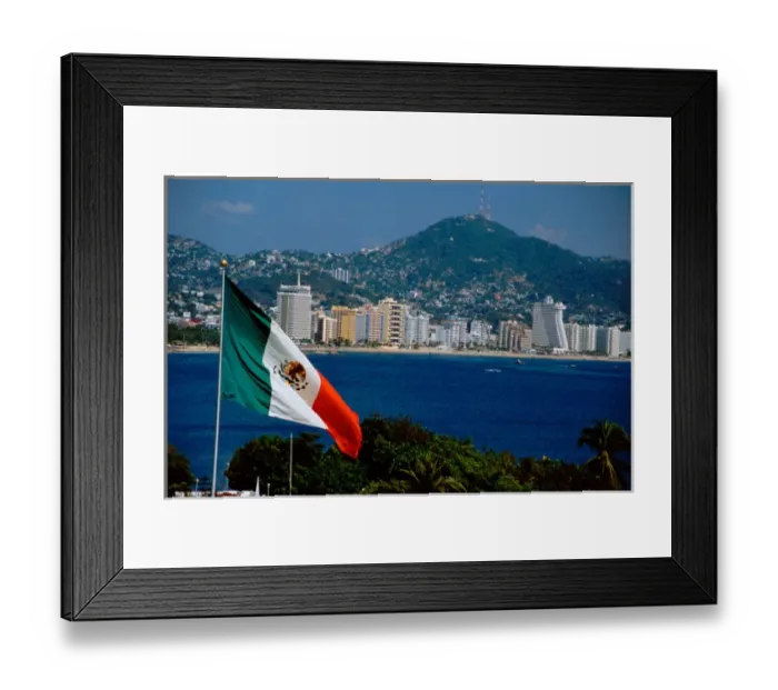 Framed Print : North America, Mexico, State of Guerrero, Acapulco, Acapulco Bay. Mexico flag Framed Print : North America, Mexico, State of Guerrero, Acapulco, Acapulco Bay. Mexico flag