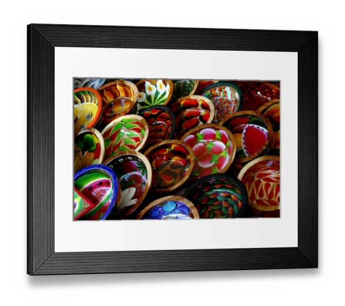 Framed Print : North America, Mexico, State of Guerrero, Acapulco. Colorful wooden bowls handpainted Framed Print : North America, Mexico, State of Guerrero, Acapulco. Colorful wooden bowls handpainted