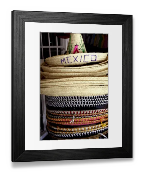 Framed Print : North America, Mexico, State of Guerrero, Acapulco. Typical Mexican sombreros