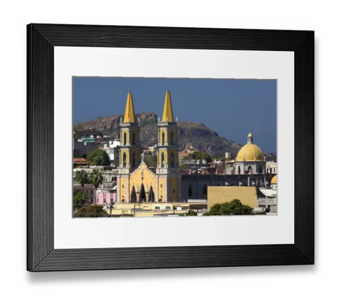 Framed Print : North America, Mexico, State of Sinaloa, Mazatlan. Overview of the historic area of Mazatlan