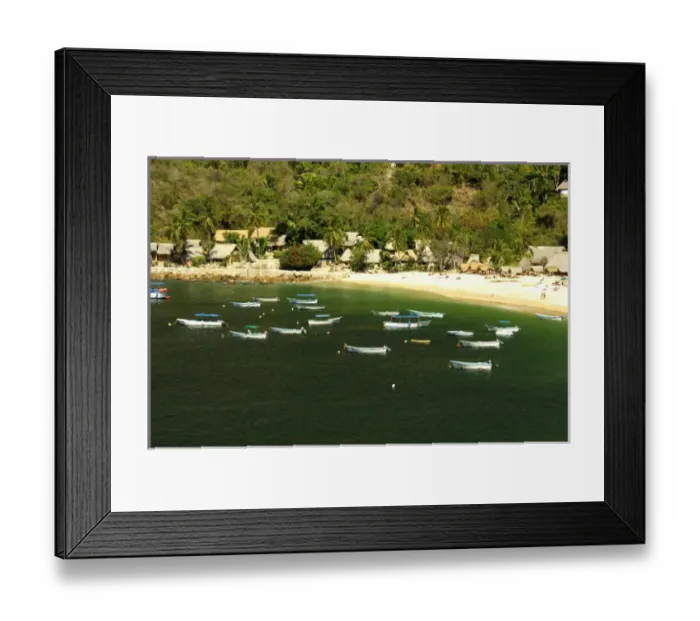 Framed Print : North America, Mexico, State of Jalisco, Puerto Vallarta. Overview of the green waters