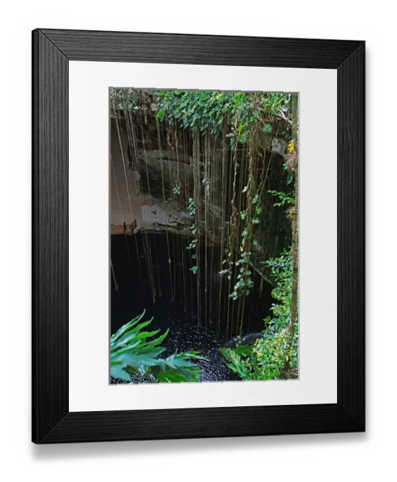 Framed Print : Mexico, Into the Cenote, east of Chichen Itza, where Mayans made human sacrifices