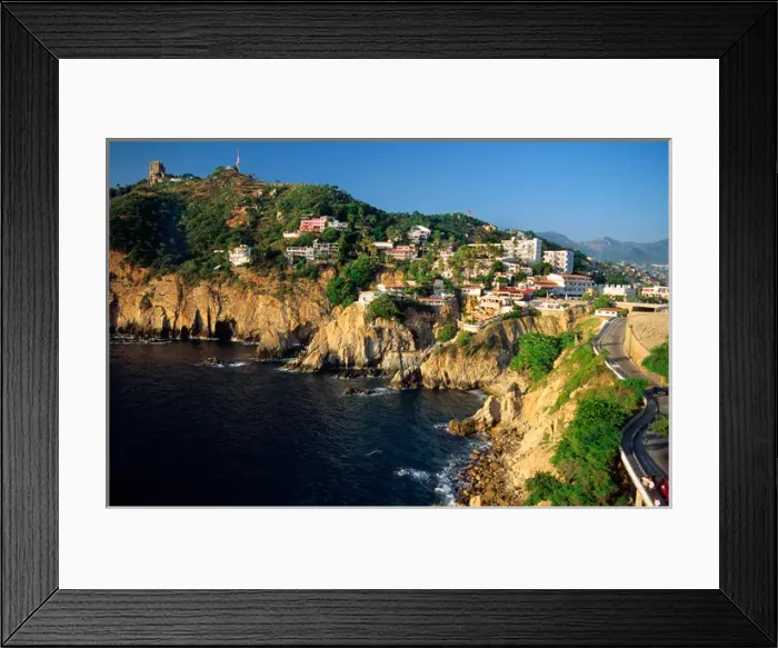 Framed Print : SA, Mexico, Acapulco. Housing along the coast