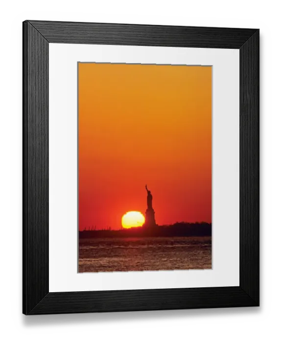 Framed Print : Statue of Liberty, New York Harbor, NY, USA sunset