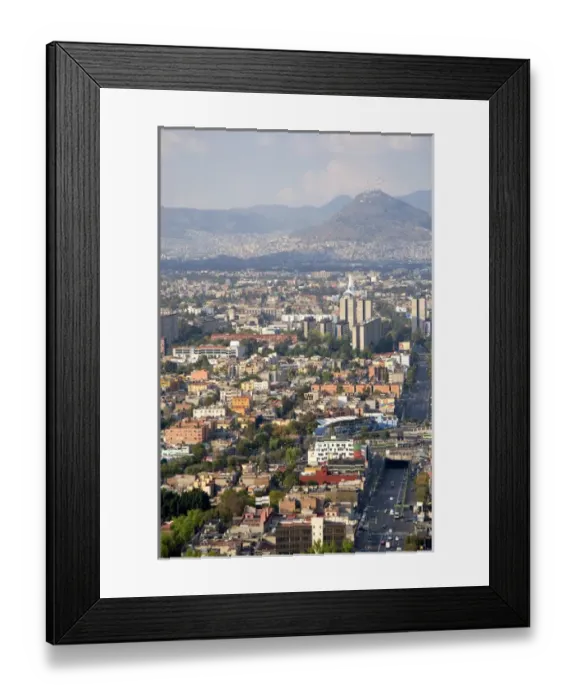 Framed Print : Aerial view of a smoggy Mexico City, Mexico Framed Print : Aerial view of a smoggy Mexico City, Mexico