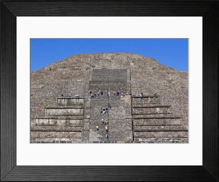 Framed Print : Tourists walk up and down the steps of the Pyramid of the Moon in the State of Mexico
