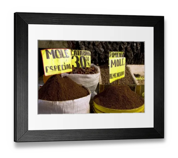 Framed Print : Mole in a powder form being sold at the Merced Market in Mexico City, Mexico