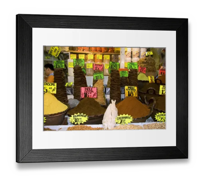 Framed Print : Mole pastes and powders being sold at the Merced Market in Mexico City, Mexico Framed Print : Mole pastes and powders being sold at the Merced Market in Mexico City, Mexico