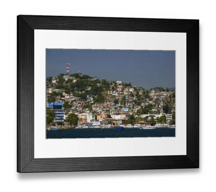 Framed Print : Cliffside housing along the bay at Acapulco, Guerrero, Mexico