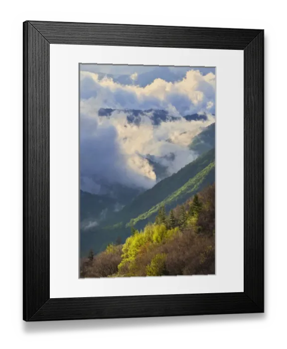 Framed Print : Clouds in Oconaluftee Valley at sunrise, Great Smoky Mountains National Park, North Framed Print : Clouds in Oconaluftee Valley at sunrise, Great Smoky Mountains National Park, North