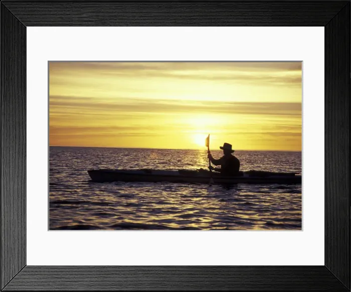 Framed Print : N. A. Mexico, Baja, Sea of Cortez. Sea kayaker at sunrise Framed Print : N. A. Mexico, Baja, Sea of Cortez. Sea kayaker at sunrise
